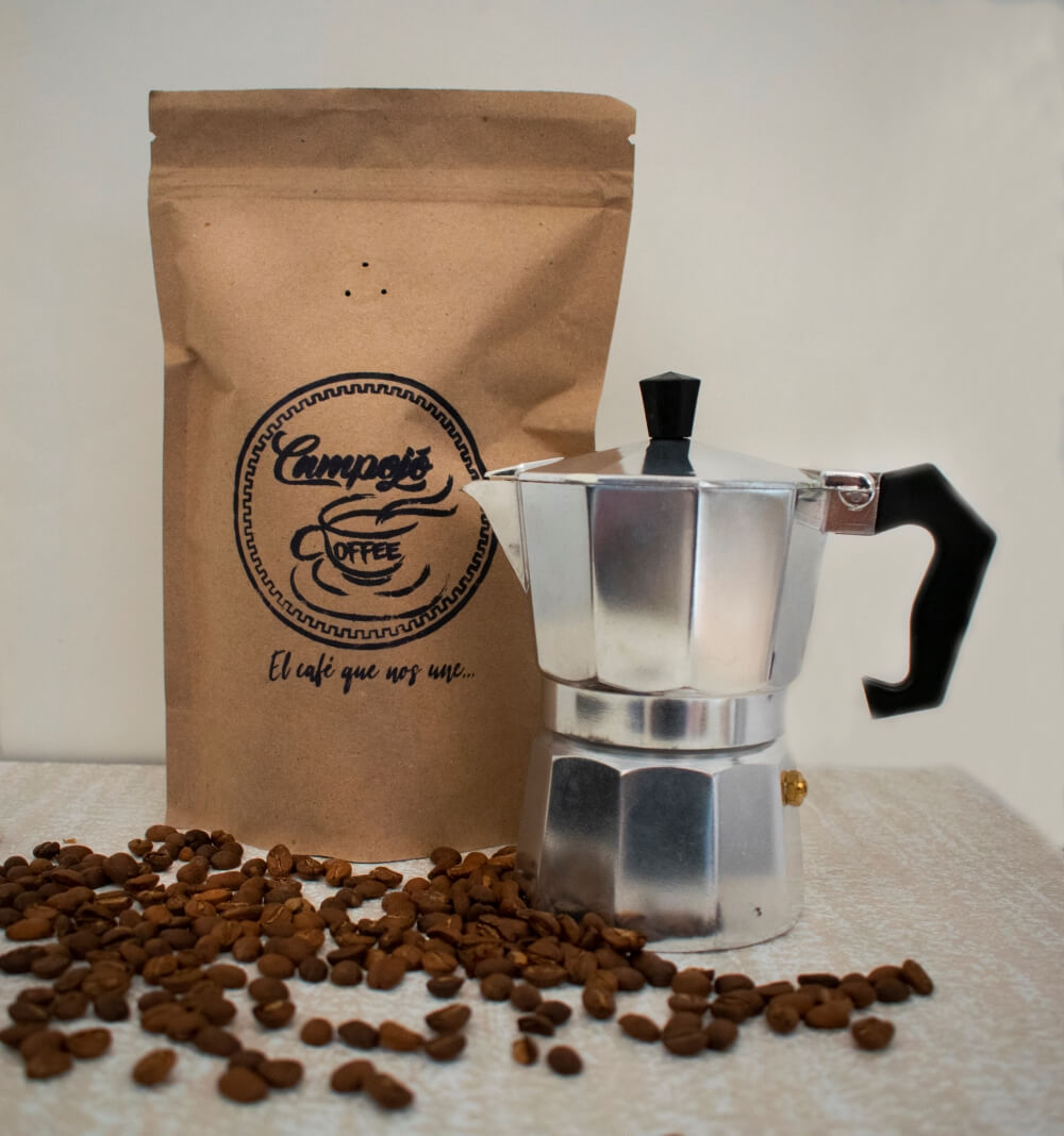 Pack Bolsa de Café 250gr + Cafetera Italiana de 6 Tazas – Campojó
